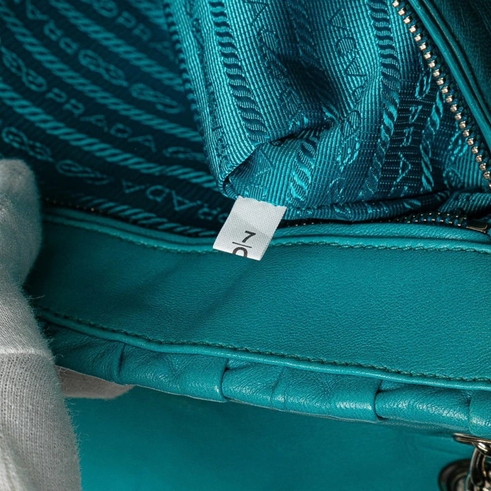 Prada Nappa Gaufre Chain Shoulder Bag Blue Leather - Picture 8 of 9